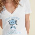 5th Grade Level Complete Fifth Grade Gamer Graduation Day Women's Jersey Short Sleeve Deep V-Neck Tshirt