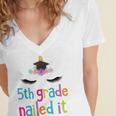 5th Grade Nailed ItShirt Unicorn Graduation Class Of 2018 Women's Jersey Short Sleeve Deep V-Neck Tshirt