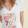 This Is My 70s Costume Vintage Style Nostalgia 1970s Retro Women's Jersey Short Sleeve Deep V-Neck Tshirt