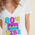 80's Vibe Retro Style Cassette Tape Nostalgia 1980s Party Women's Jersey Short Sleeve Deep V-Neck Tshirt 80's Vibe Retro Style Cassette Tape Nostalgia 1980s Party Women's Jersey Short Sleeve Deep V-Neck Tshirt