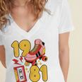 80s Vibes Mixed Tapes & Roller Skates 1981 Nostalgia Retro Women's Jersey Short Sleeve Deep V-Neck Tshirt 80s Vibes Mixed Tapes & Roller Skates 1981 Nostalgia Retro Women's Jersey Short Sleeve Deep V-Neck Tshirt