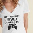 8th Grade Level CompleteShirt Graduation Women's Jersey Short Sleeve Deep V-Neck Tshirt