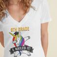 8TH GRADE NAILED IT UNICORN DABBING GRADUATION T-SHIRT Women's Jersey Short Sleeve Deep V-Neck Tshirt