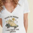 90s Manatee Humor Please Patient I'm From The 1900s Women's Jersey Short Sleeve Deep V-Neck Tshirt