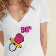 90’s Ring Retro Nostalgia Colorful Throwback Women's Jersey Short Sleeve Deep V-Neck Tshirt