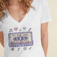 90s RNB Vibes Cassette – Retro Music Nostalgia RNB Cassette Women's Jersey Short Sleeve Deep V-Neck Tshirt