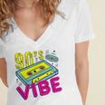 90's Vibe Retro Style Cassette Tape Nostalgia 1990s Party Premium Tri-Blend Women's Jersey Short Sleeve Deep V-Neck Tshirt