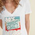 90's Vibe Vintage Style Cassette Tape Nostalgia 1990s Party Premium Tri-Blend Women's Jersey Short Sleeve Deep V-Neck Tshirt