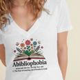 Abibliophobia Noun The Fear Of Running Out Of Books To Read Women's Jersey Short Sleeve Deep V-Neck Tshirt Abibliophobia Noun The Fear Of Running Out Of Books To Read Women's Jersey Short Sleeve Deep V-Neck Tshirt