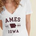 Ames Iowa Est 1864 Nostalgia Women's Jersey Short Sleeve Deep V-Neck Tshirt