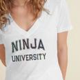 Antisocial NINJA UNIVERSITY Introvert Sarcastic Women's Jersey Short Sleeve Deep V-Neck Tshirt