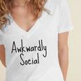 Awkwardly Social Introvert Anxious Socially Awkward Women's Jersey Short Sleeve Deep V-Neck Tshirt Awkwardly Social Introvert Anxious Socially Awkward Women's Jersey Short Sleeve Deep V-Neck Tshirt