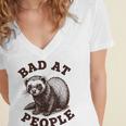 Bad At People Ferret Introvert Saying Slogan Tee Women's Jersey Short Sleeve Deep V-Neck Tshirt Bad At People Ferret Introvert Saying Slogan Tee Women's Jersey Short Sleeve Deep V-Neck Tshirt