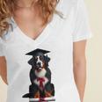 Bernese Mountain Dog Graduation Cap Graduate Training School For Men Women Girls Kids Women's Jersey Short Sleeve Deep V-Neck Tshirt