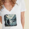 Bigfoot Sasquatch & Loch Ness Monster Introvert Bruh Women's Jersey Short Sleeve Deep V-Neck Tshirt Bigfoot Sasquatch & Loch Ness Monster Introvert Bruh Women's Jersey Short Sleeve Deep V-Neck Tshirt