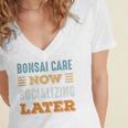 Bonsai Care Now Minimal Socializing Introvert Vintage Women's Jersey Short Sleeve Deep V-Neck Tshirt