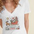 Book Lovers Winter Sleighing Through Stories Tee Premium Tri-Blend Women's Jersey Short Sleeve Deep V-Neck Tshirt