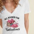 All Booked For Valentine Teacher Valentines Day Book Lover Women's Jersey Short Sleeve Deep V-Neck Tshirt