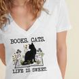 Books Cats Life Is Sweet Cat Book Lover Men Women Teen Women's Jersey Short Sleeve Deep V-Neck Tshirt Books Cats Life Is Sweet Cat Book Lover Men Women Teen Women's Jersey Short Sleeve Deep V-Neck Tshirt