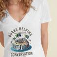 Books Helping Introvert Avoid Conversation Women's Jersey Short Sleeve Deep V-Neck Tshirt Books Helping Introvert Avoid Conversation Women's Jersey Short Sleeve Deep V-Neck Tshirt