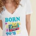 Born In The 80's But 90's Made Me Nostalgia Cassette Tape Premium Tri-Blend Women's Jersey Short Sleeve Deep V-Neck Tshirt