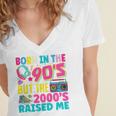 Born In The 90's But The 2000's Raised Me Y2K Nostalgia Women's Jersey Short Sleeve Deep V-Neck Tshirt