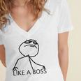 Like A Boss Rage Comic Meme Classic Internet Nostalgia Tee Women's Jersey Short Sleeve Deep V-Neck Tshirt