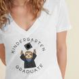 Boys Girls Kindergarten Graduate Sloth Graduation Cap Women's Jersey Short Sleeve Deep V-Neck Tshirt