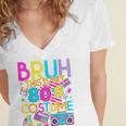 Bruh This Is My 80's Costume Nostalgia Mixtape 80s 90s Party Women's Jersey Short Sleeve Deep V-Neck Tshirt