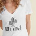 Cactus Not A Hugger Homebody Introvert Women's Jersey Short Sleeve Deep V-Neck Tshirt