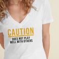 Caution Does Not Play Well With Others Introvert Women's Jersey Short Sleeve Deep V-Neck Tshirt Caution Does Not Play Well With Others Introvert Women's Jersey Short Sleeve Deep V-Neck Tshirt