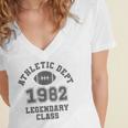 Class Of 1982 Graduation Yr High School Pride Vintage Retro Women's Jersey Short Sleeve Deep V-Neck Tshirt