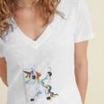 Class Of 2018 Graduation Dabbing Unicorn Women's Jersey Short Sleeve Deep V-Neck Tshirt