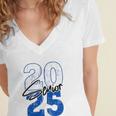 Class Of 2025 Senior Graduation 2025 Blue Women's Jersey Short Sleeve Deep V-Neck Tshirt