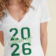 Class Of 2026 Graduation Varsity Green And On The Back Women's Jersey Short Sleeve Deep V-Neck Tshirt