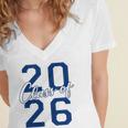 Class Of 2026 Graduation Varsity Navy Blue Letters Premium Tri-Blend Women's Jersey Short Sleeve Deep V-Neck Tshirt