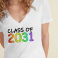 Class Of 2031 Pre-K -12th Grade Hand Prints Space Graduation Women's Jersey Short Sleeve Deep V-Neck Tshirt