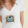 Class Of 2036 Graduation School Vintage Senior 2036 Women's Jersey Short Sleeve Deep V-Neck Tshirt