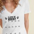 Class Of 2037 Handprint Grow With Me Pre-k Graduation Women's Jersey Short Sleeve Deep V-Neck Tshirt