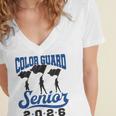Color Guard Senior 2026 Flags Marching Band Graduation Grad Women's Jersey Short Sleeve Deep V-Neck Tshirt