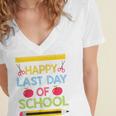 Cool Stylish Happy Last Day Of School Shirt Graduation Women's Jersey Short Sleeve Deep V-Neck Tshirt