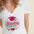 Coquette Pink Bow Senior 2026 2027 Graduation Women's Jersey Short Sleeve Deep V-Neck Tshirt