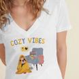 Cozy Vibes Atmospheric Introvert Women's Jersey Short Sleeve Deep V-Neck Tshirt