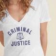 Criminal Justice Major College Graduate Graduation Women's Jersey Short Sleeve Deep V-Neck Tshirt