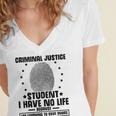 Criminal Justice School Degree Graduation Day Student Women's Jersey Short Sleeve Deep V-Neck Tshirt