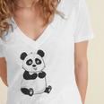 Cute Introvert Vibes – Panda Hello & Goodbye Women's Jersey Short Sleeve Deep V-Neck Tshirt
