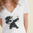 Dabbing Panda Bear Graduation Senior 2019 Shirt Women's Jersey Short Sleeve Deep V-Neck Tshirt