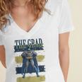 DC Comics Graduation Batman The Grad Power Stance Women's Jersey Short Sleeve Deep V-Neck Tshirt