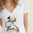 Disney Mickey Mouse A Big High Five For Today Graduation Women's Jersey Short Sleeve Deep V-Neck Tshirt