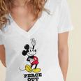 Disney Mickey Mouse Peace Out Totally Retro Graduation Women's Jersey Short Sleeve Deep V-Neck Tshirt